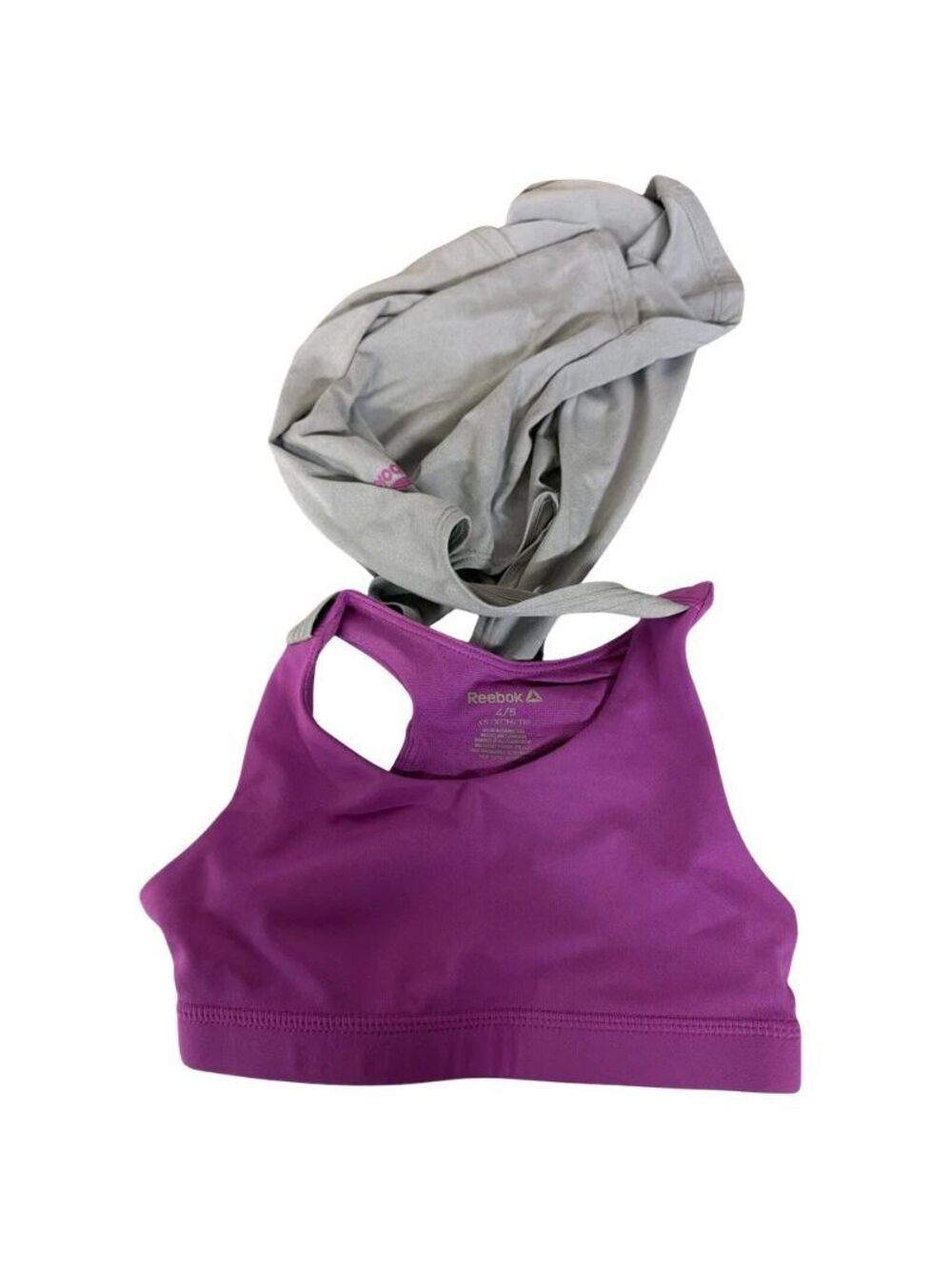 Reebok 2-in-1 Tank Womens XS Grey Purple Built In Sports Bra Moisture Wicking